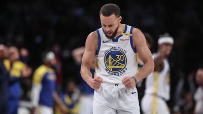 Steph Curry Had Priceless Reaction to Sinking Absurd Logo Three-Pointer vs. Nets