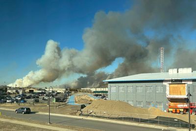 Brush fires on New York's Long Island shoot flames and smoke into the sky