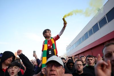 Protesters rally outside Manchester United stadium as frustration over club ownership grows