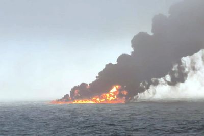 Oil tanker on fire after colliding with cargo vessel in North Sea off East Yorkshire coast