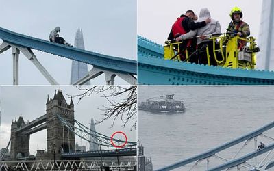 Tower Bridge closed as man causes chaos by scaling Thames landmark