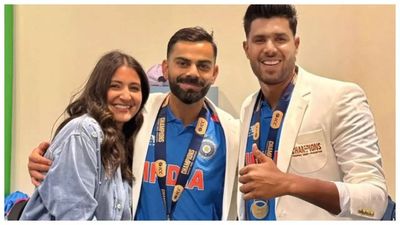 Virat Kohli and Anushka Sharma strike a happy pose with Harshit Rana in UNSEEN pic post Champions Trophy victory