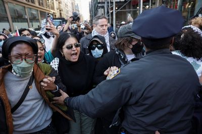 Wife of detained pro-Palestinian Columbia student calls for his release as protesters are arrested in New York