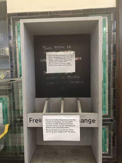 Anger as TfL drops free book libraries from Tube stations due to 'fire risk'