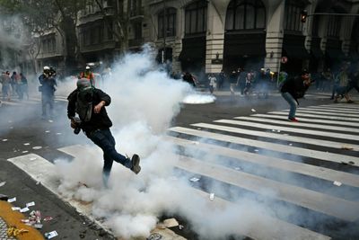 Argentine Football Fans, Protesters Clash With Police At Pensions March