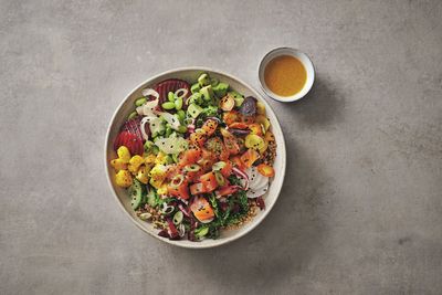 Smoked salmon, grains and greens – a rainbow poke bowl worth eating