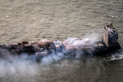 Fires out on container ship involved in North Sea collision amid beach fears