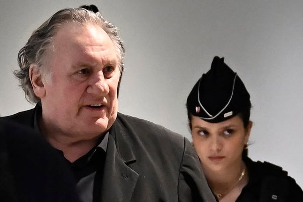 Gerard Depardieu arrives at court in Paris for sexual assault trial