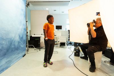 Celebrity photographer Rankin takes school day portraits for ill children at Great Ormond Street