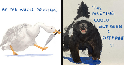23 Hilarious Watercolor Paintings Of Sassy Animals With Pop Culture References, By This Artist