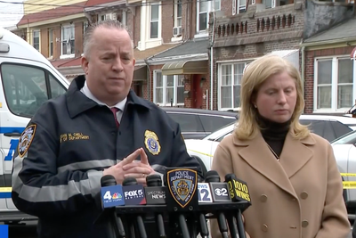 Horrific scenes as man slashes children with meat cleaver before being shot by police in suburban New York street