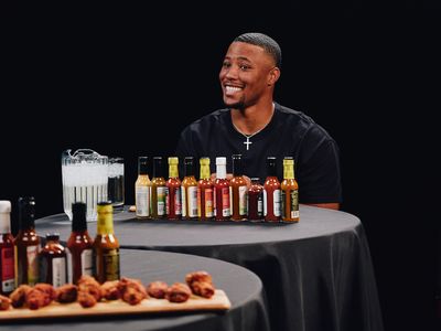 Saquon Barkley is on "Hot Ones"