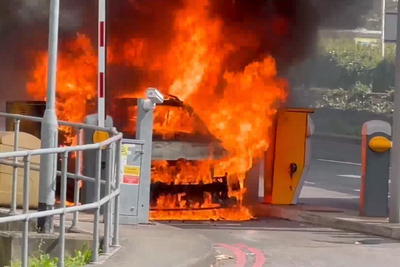 Moment car bursts into flames at Gatwick Airport car park