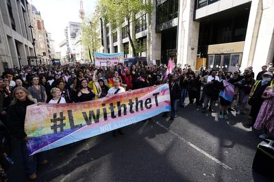 Police investigate after statues daubed with graffiti during trans rights rally