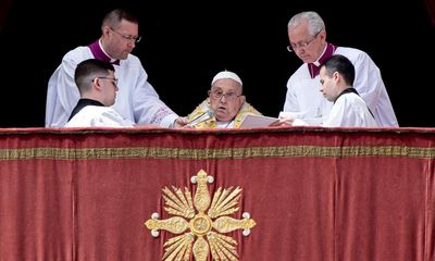 Pope Francis makes brief appearance at Easter Sunday mass in St Peter’s Square