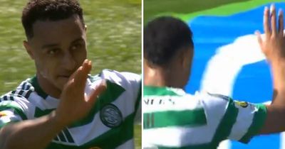 Idah acknowledges Celtic supporters in celebration gesture during Scottish Cup tie