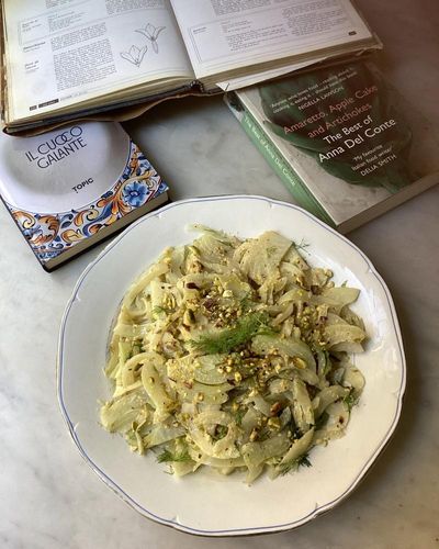 Fennel with pistachio, lemon and anchovy sauce: Rachel Roddy’s homage to Anna del Conte and Vincenzo Corrado