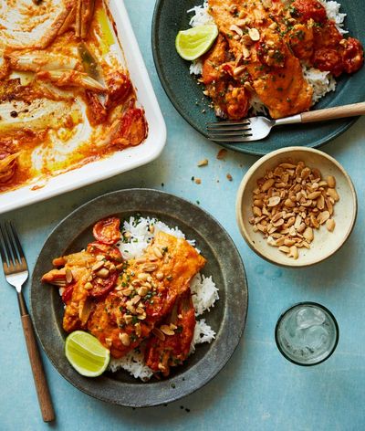 Rukmini Iyer’s quick and easy recipe for roast hake with tomato and chilli sambal