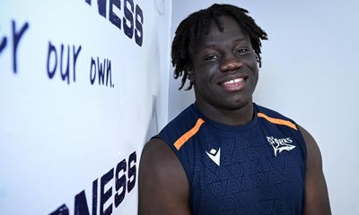 ‘You give everything in that first scrum’: meet Asher Opoku-Fordjour, Sale and England’s killer baby Shark