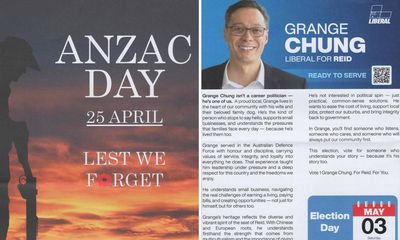 Liberal candidate apologises for Anzac Day booklet that contained campaign message and linked to how-to-vote card