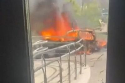 Flames rage from car after top Putin general killed in Moscow bombing