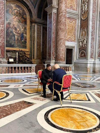 Pictured: Trump and Zelensky in tense face-to-face meeting at St Peter’s Basilica before Pope's funeral