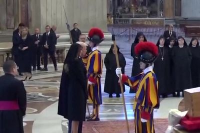 Donald Trump and Melania pay respects to Pope Francis at late Pontiff’s funeral