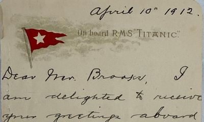Letter by high-profile Titanic survivor sells for record £300,000