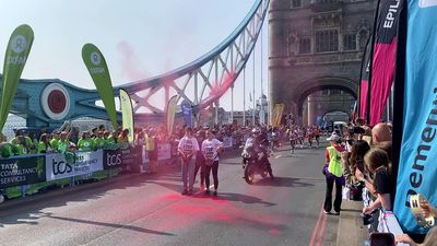 Chaos at London Marathon as pro-Palestine activists deface Tower Bridge with red paint