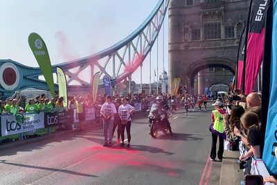 London Marathon disrupted as red powder paint thrown by pro-Palestine protesters