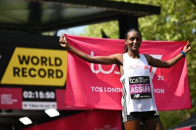 Ethiopia's Tigst Assefa wins London Marathon in women-only world record time