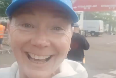 Woman runs London marathon topless after her double mastectomy