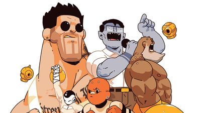 The inspiration behind these stylised comic illustrations featuring muscular characters and vehicles, straight from the artist's mouth