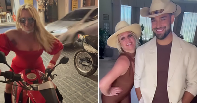 Britney Spears Turns Heads In Red Dress On Motorcycle Ride Amid Sam Asghari’s Marriage Remarks