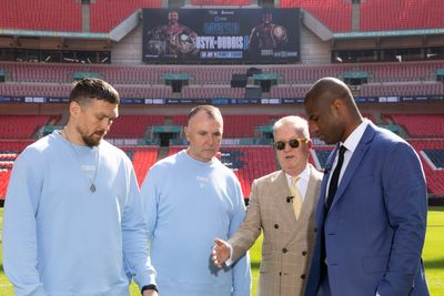 Oleksandr Usyk crashes Frank Warren interview as chaotic build to Daniel Dubois rematch begins