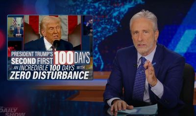 Jon Stewart on Trump’s first 100 days: ‘I am so tired’
