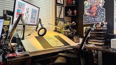 Inside the artist's studio: sleepy cats and a nine-year-old Wacom Cintiq are core components of Derek Laufman’s art sanctuary