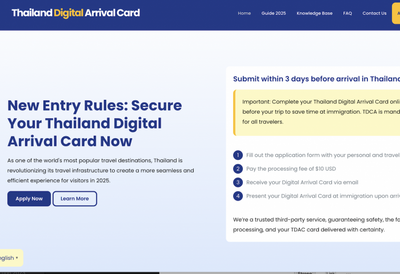 Fake Thailand Digital Arrival Card website alert