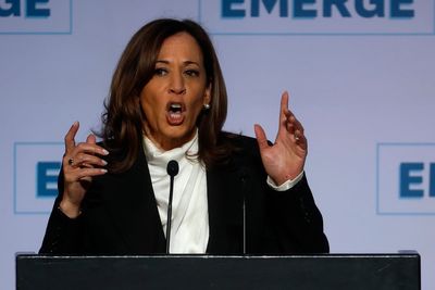 Harris hits out at Trump ‘abandoning American ideals’ in first major speech after election loss
