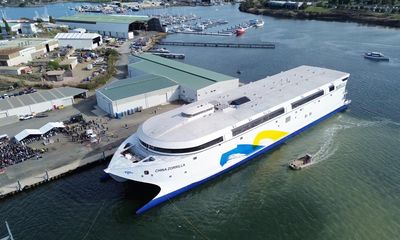 ‘World’s largest’ electric ship measuring 130 metres launched by Tasmanian boatbuilder