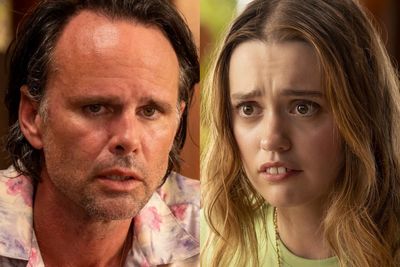 White Lotus star Walton Goggins shuts down question about Aimee Lou Wood ‘feud’