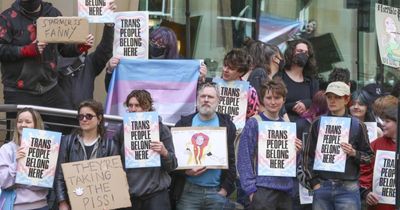 Hundreds of trans rights campaigners protest outside of EHRC Glasgow office