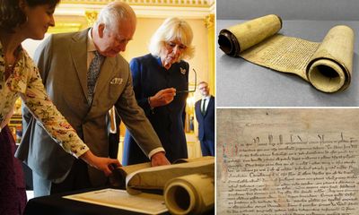 Edward II’s coronation roll goes on display alongside King Charles’s