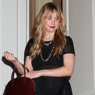 Jennifer Lawrence Pairs a Semi-Sheer LBD With Her Rare The Row Lady Bag