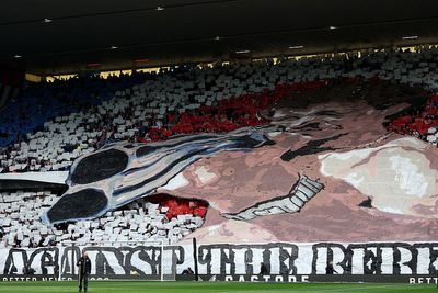 Rangers condemn bottle throwing and ‘unacceptable’ Graeme Souness shotgun tifo during Old Firm derby