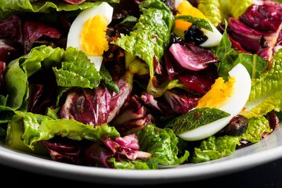 This crisp and colorful romaine and radicchio salad eats like a meal