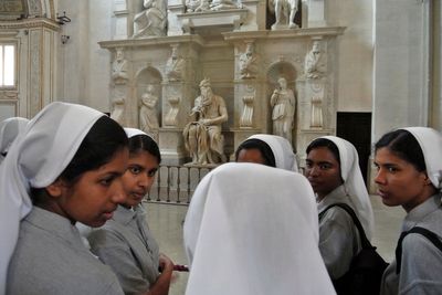 They don't have a vote in the conclave, but nuns leading the world's religious orders gather in Rome