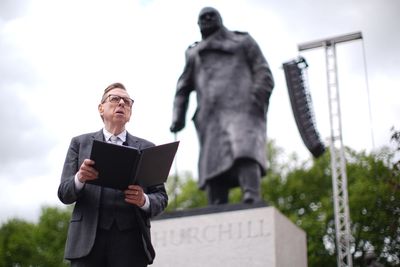 Timothy Spall begins VE Day celebrations with Winston Churchill speech