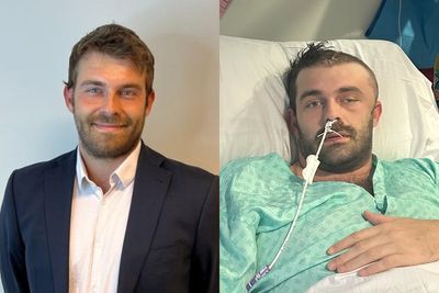 ‘Healthy’ 31-year-old relearning to walk and talk after brain bleed left him in coma