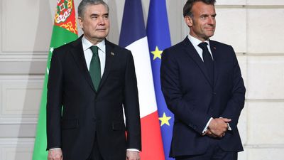 Macron courts Turkmenistan's leader in rare Elysee talks over gas reserves